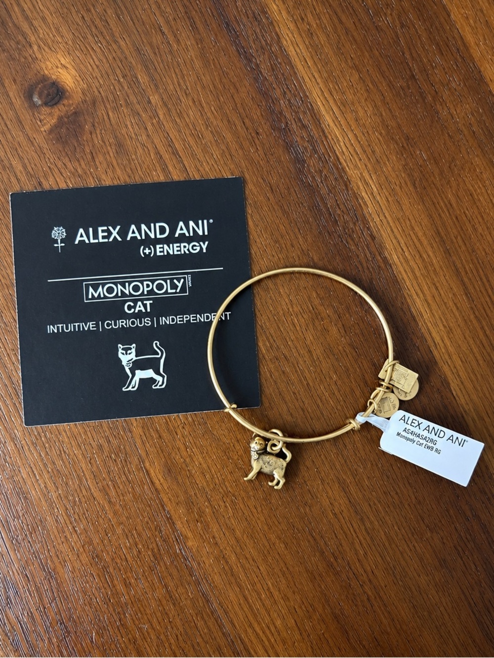 Alex and Ani - Monopoly Cat Gold Charm Bangle Bracelet/Retired (NWT)